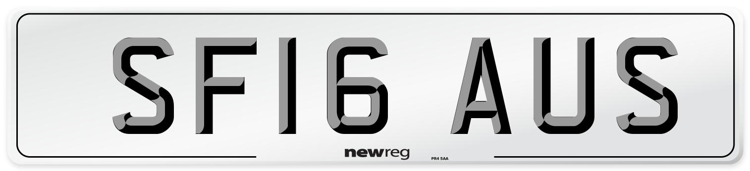 SF16 AUS Number Plate from New Reg
